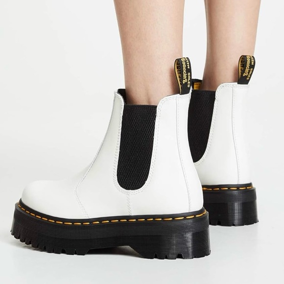 Dr. martens 2976 Quad Platform White leather Chelsea Boots - Picture 5 of 6